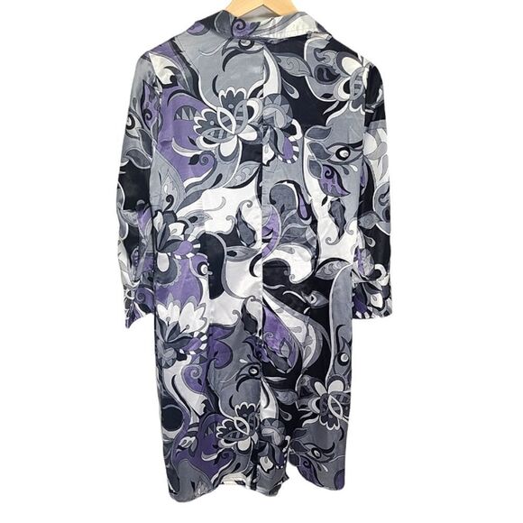 Apt 9 Stretch Gray/Purple Midi Button Down Dress Size Large - Picture 2 of 5